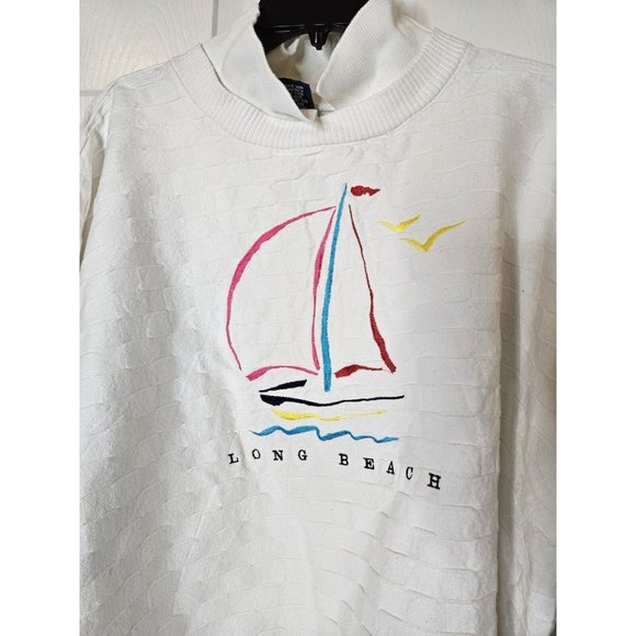 Vintage 90s Wek The World LONG BEACH Textured Crewneck Sweatshirt Size XL USA - Picture 2 of 10